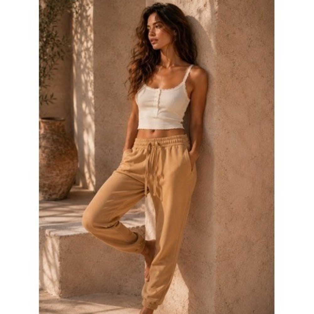 Reformation Jeans Hunter Jogger Sweatpants Camel Tan Elastic Waist Women XS